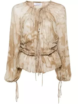 Blumarine блузка со змеиным принтом, нейтральный цвет