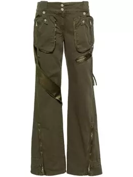 Blumarine брюки карго с атласными вставками, зеленый