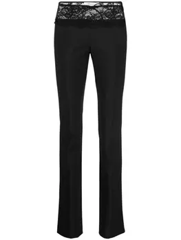 Blumarine брюки строгого кроя с кружевом, черный