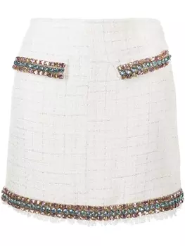 Blumarine декорированная твидовая юбка, белый
