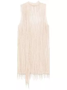 Blumarine декорированное платье мини, нейтральный цвет