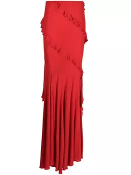 Blumarine длинная юбка с оборками, красный