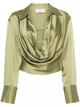 Blumarine драпированная рубашка, зеленый