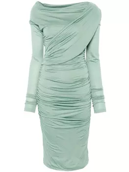 Blumarine драпированное платье миди, зеленый