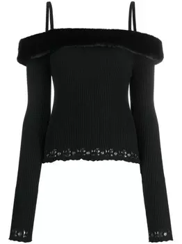 Blumarine джемпер с искусственным мехом, черный