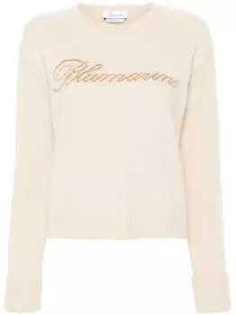 Blumarine джемпер с логотипом-интарсией, нейтральный цвет