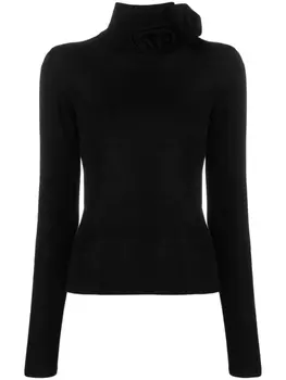 Blumarine джемпер с высоким воротником и цветочной аппликацией, черный