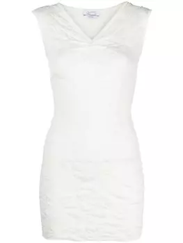 Blumarine фактурное платье мини с V-образным вырезом, белый
