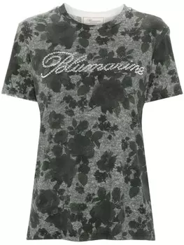 Blumarine футболка из джерси с принтом роз, серый