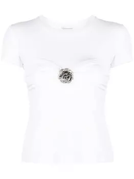 Blumarine футболка с цветочной аппликацией, белый