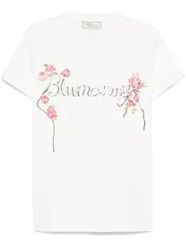 Blumarine футболка с логотипом и стразами, белый
