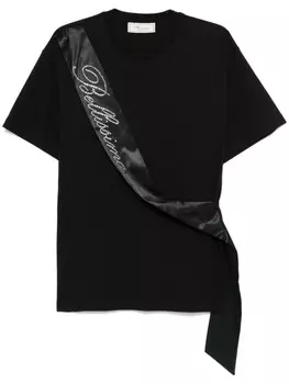 Blumarine футболка с логотипом и стразами, черный