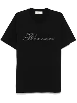 Blumarine футболка с логотипом и стразами, черный