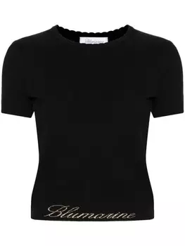 Blumarine футболка с логотипом и жаккардом, черный