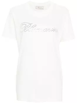 Blumarine футболка с логотипом из стразов, белый