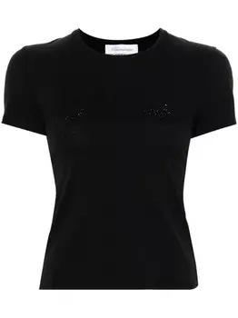 Blumarine футболка с логотипом из стразов, черный