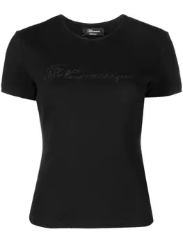 Blumarine футболка с вышитым логотипом, черный