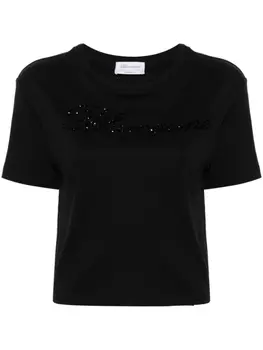 Blumarine футболка со стразами, черный