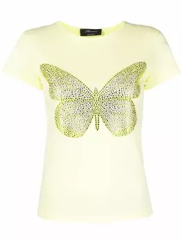 Blumarine футболка со стразами, желтый