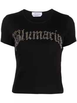 Blumarine футболка в рубчик с логотипом, черный