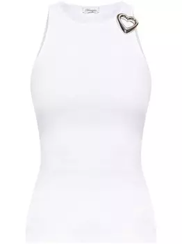 Blumarine хлопковая майка, украшенная стразами, белый