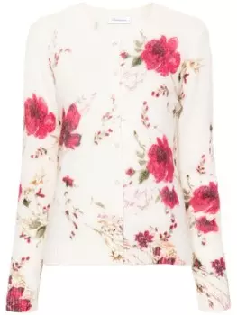 Blumarine кардиган с цветочным принтом, нейтральный цвет