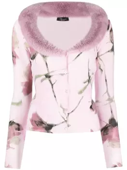 Blumarine кардиган с цветочным принтом, розовый