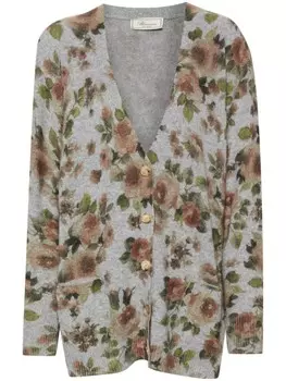 Blumarine кардиган с цветочным принтом, серый