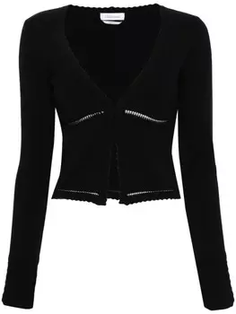 Blumarine кардиган с фестонами и V-образным вырезом, черный