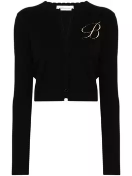 Blumarine кардиган с жаккардовым логотипом, черный