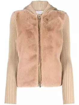 Blumarine кардиган в рубчик на молнии, коричневый