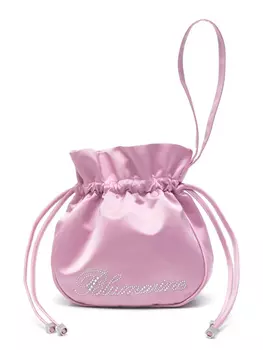Blumarine клатч с логотипом и стразами, розовый