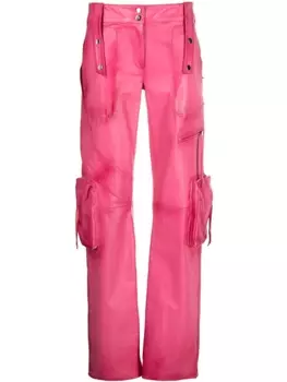 Blumarine кожаные брюки карго, розовый