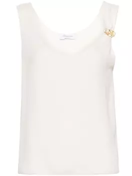Blumarine креповый топ с кольцом, нейтральный цвет