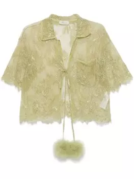 Blumarine кружевная рубашка, зеленый