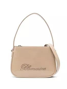 Blumarine лакированная сумка-тоут со стразами, нейтральный цвет