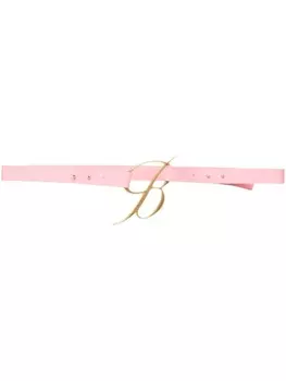Blumarine лакированный ремень с пряжкой-логотипом, розовый