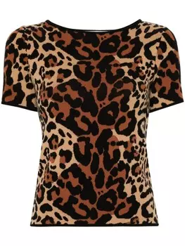 Blumarine леопардовый жаккардовый топ, коричневый