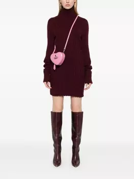 Blumarine мини-платье с высоким воротом и косой вязкой, красный