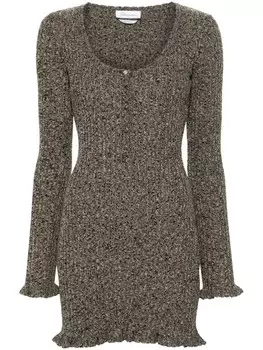 Blumarine мини-платье в меланжевом стиле с оборками, нейтральный цвет