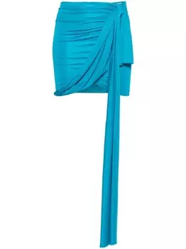 Blumarine мини-юбка из джерси с драпировкой, синий