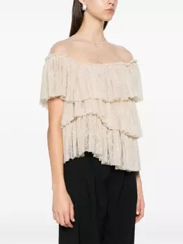 Blumarine многослойная блузка, нейтральный цвет