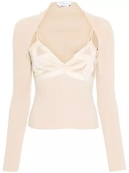 Blumarine многослойный топ с кружевными деталями, нейтральный цвет