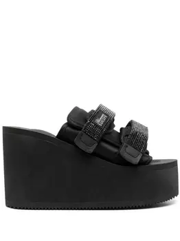 Blumarine мюли Moto 105 на платформе из коллаборации с Suicoke, черный