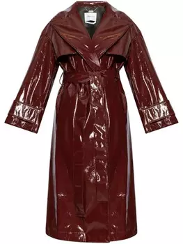 Blumarine однобортное пальто с лакированной отделкой, красный