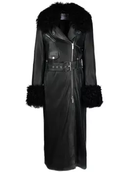 Blumarine пальто со вставками из искусственного меха, черный