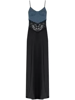 Blumarine платье из атласа с панелями, черный