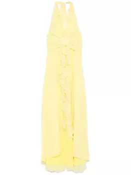 Blumarine платье макси с цветочной аппликацией, желтый