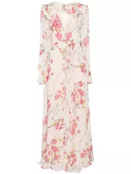 Blumarine платье макси с цветочным принтом, нейтральный