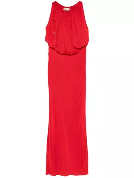 Blumarine платье макси с драпировкой, красный